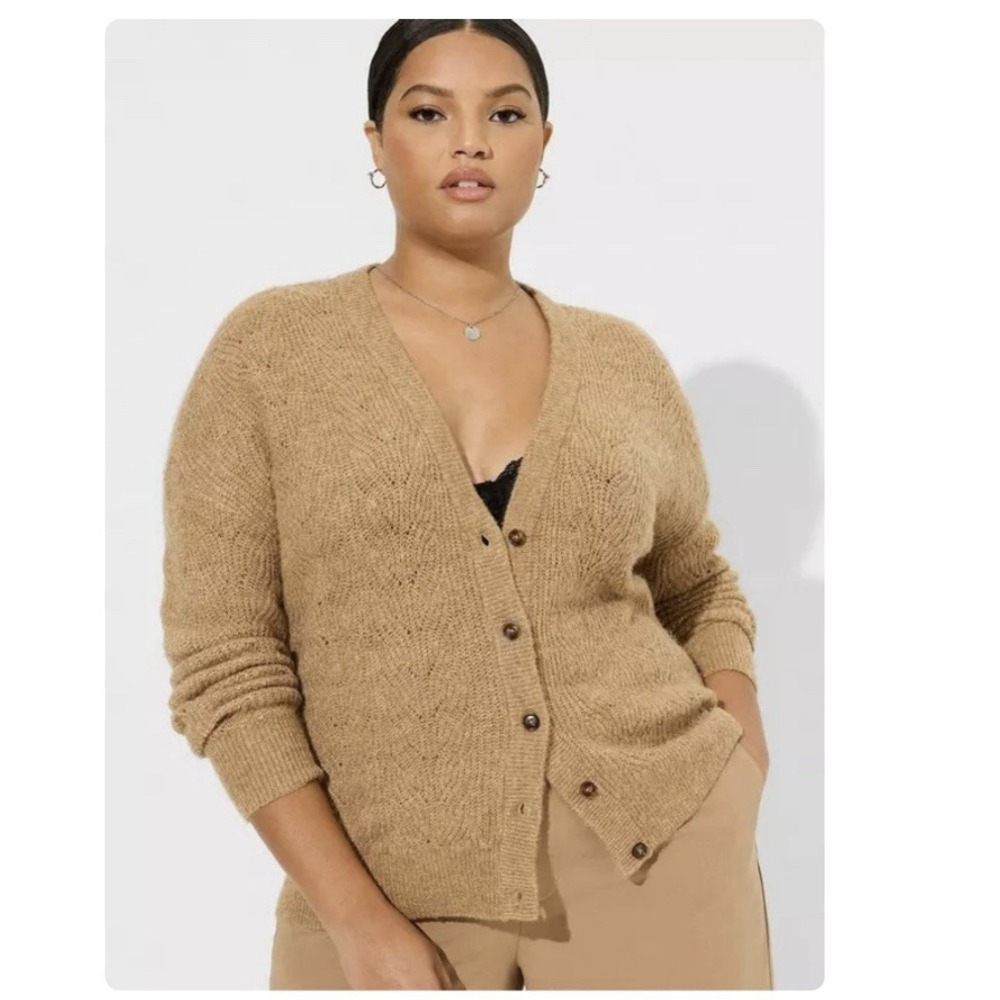 NWT Torrid Beige Vegan Cashmere Button Up Cardigan Sweater Size 1X